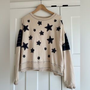 Pilcro Cream and Black Star Sweater